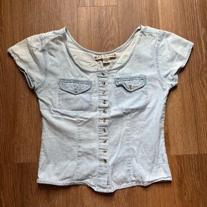 Vintage Light Blue Button-Up Blouse
